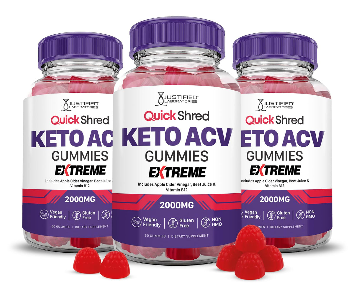 Justified Laboratories Quick Shred Keto ACV Gummies Extreme bottle with apple cider vinegar for daily energy support
