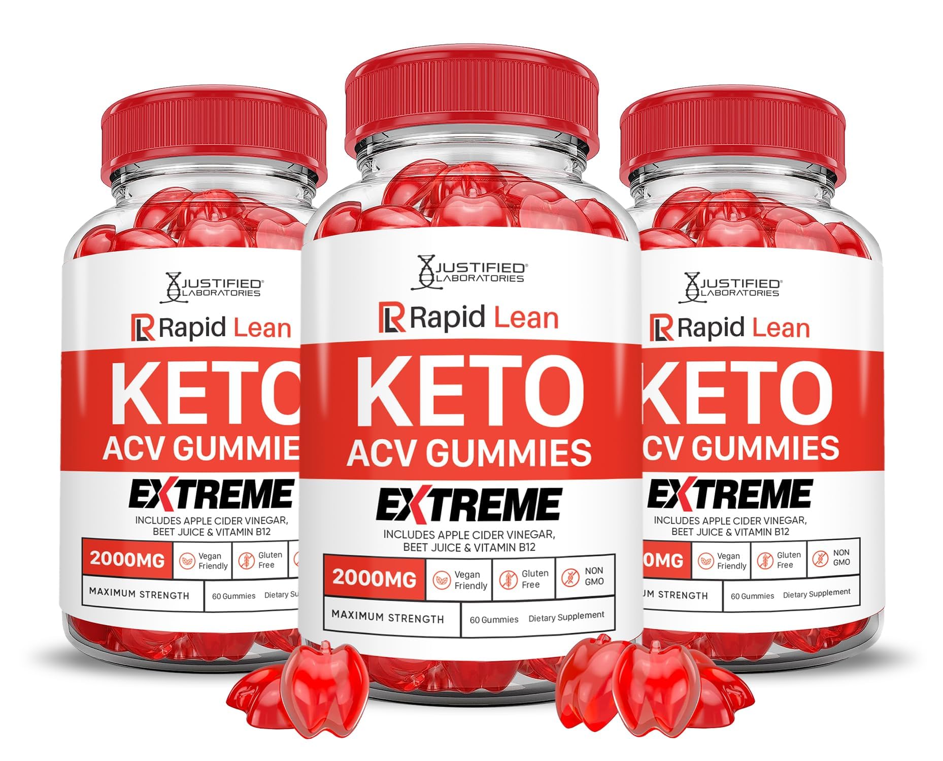 Justified Laboratories Rapid Lean Keto ACV Gummies bottle for daily use
