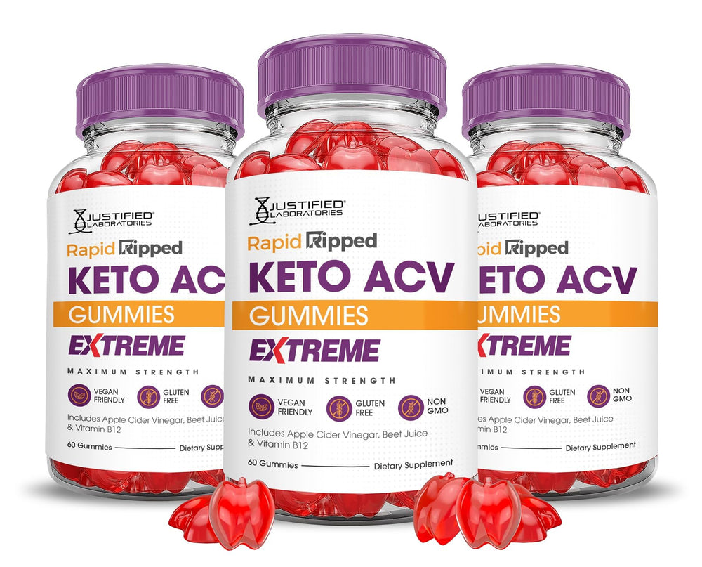 Justified Laboratories Rapid Ripped Keto ACV Gummies bottle for daily convenience and easy dosing.