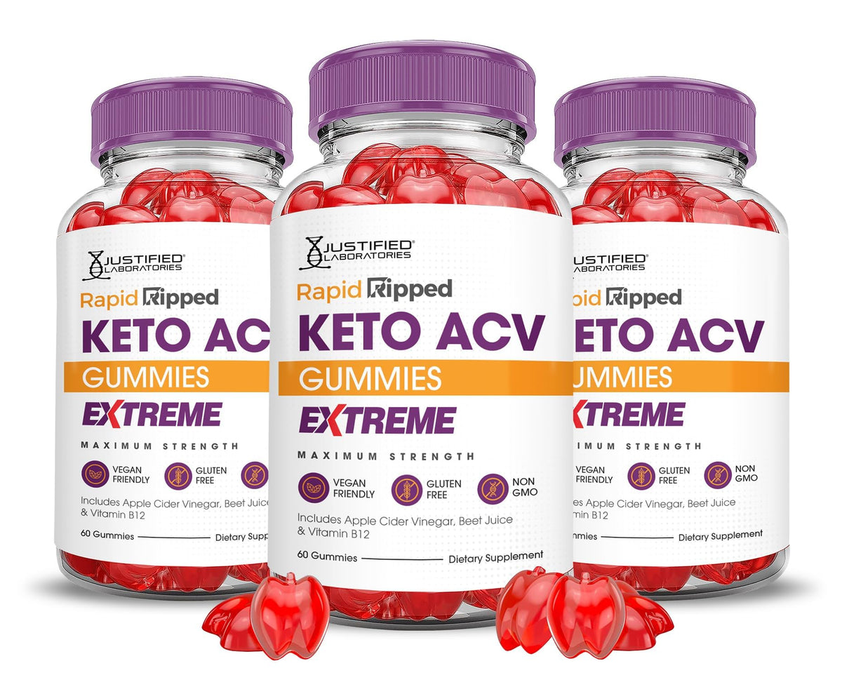Justified Laboratories Rapid Ripped Keto ACV Gummies bottle for daily convenience and easy dosing.