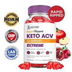 Justified Laboratories Rapid Ripped Keto ACV Gummies texture shows chewy bite and pleasant tang.