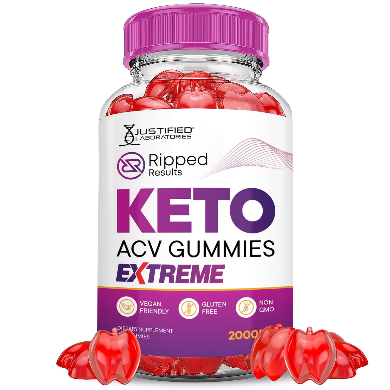 Justified Laboratories Ripped Results Keto ACV Gummies bottle for daily supplementation
