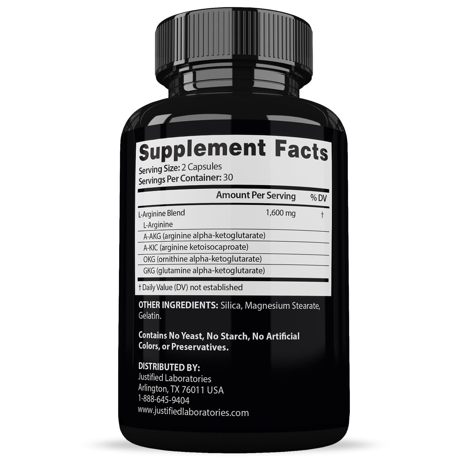 Justified Laboratories Savage Grow Max capsules close-up highlighting the per-serving formula.
