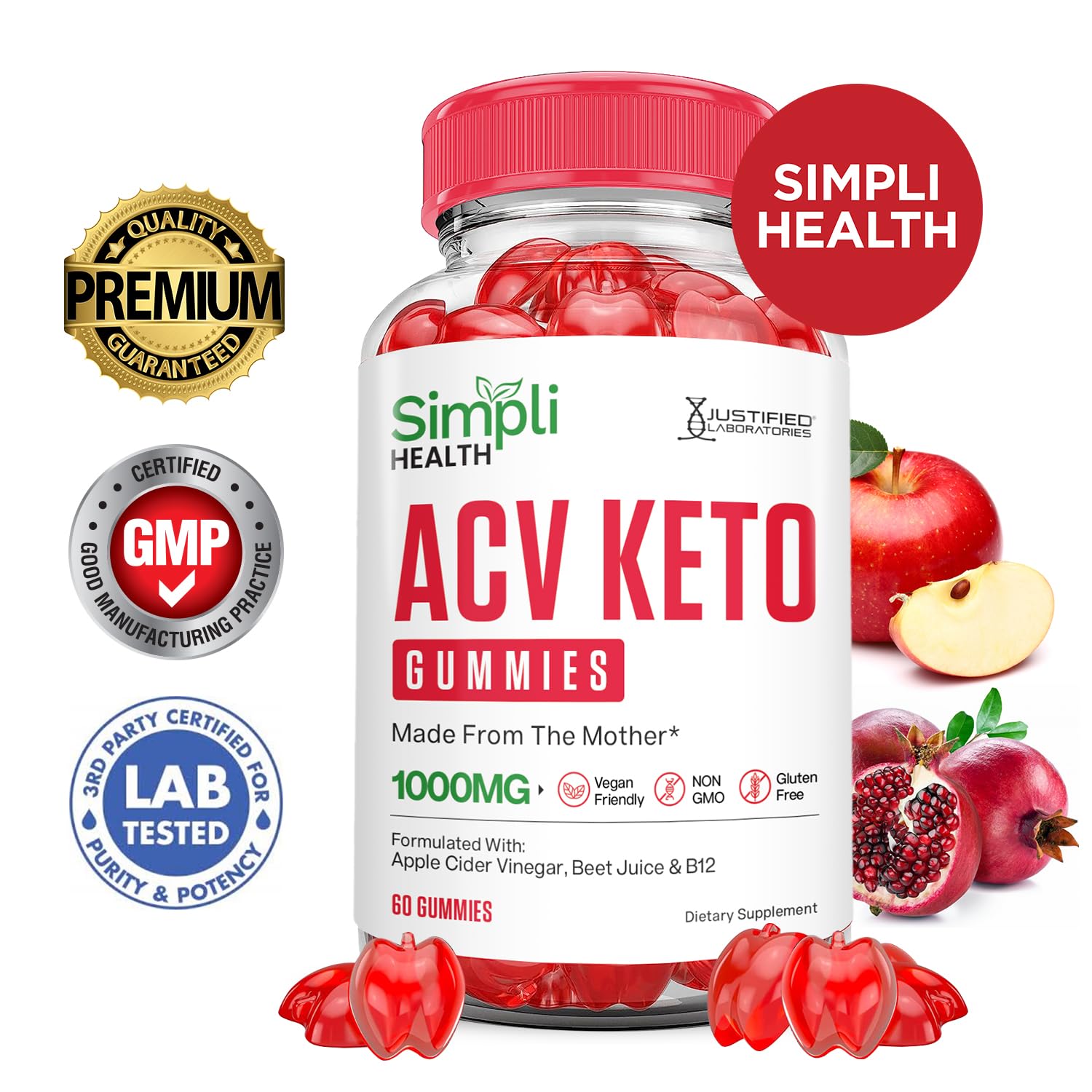 Justified Laboratories Simpli Health Keto ACV Gummies pack ideal for on-the-go wellness.