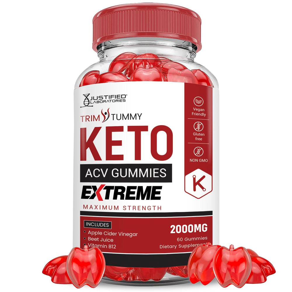 Justified Laboratories Trim Tummy Gummies bottle for easy daily keto-friendly ACV support.