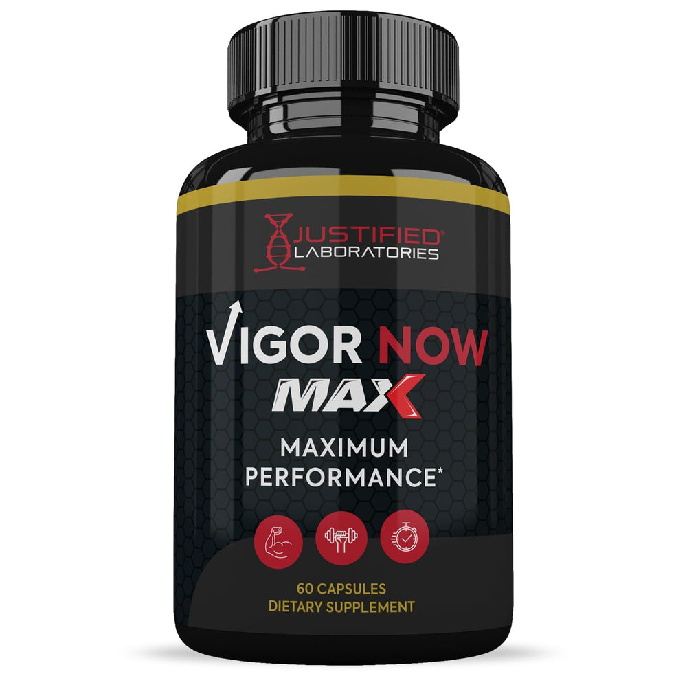 Gummies pouring from the Justified Laboratories Vigor Now Max 1600MG bottle
