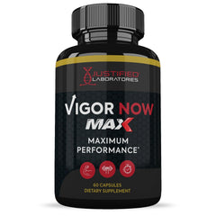 Gummies pouring from the Justified Laboratories Vigor Now Max 1600MG bottle