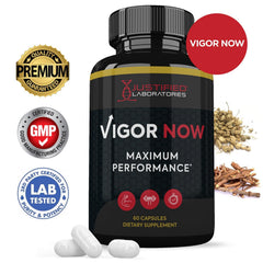 Front packaging of Justified Laboratories Vigor Now Max 1600MG product
