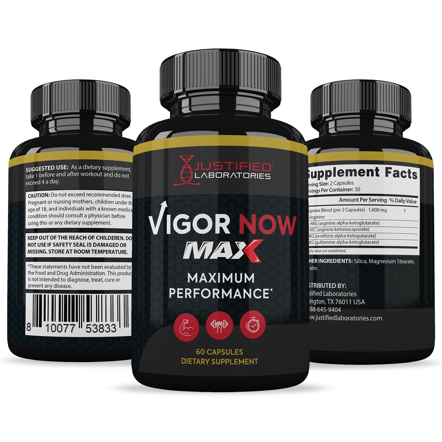 Lifestyle scene of a user taking Justified Laboratories Vigor Now Max 1600MG