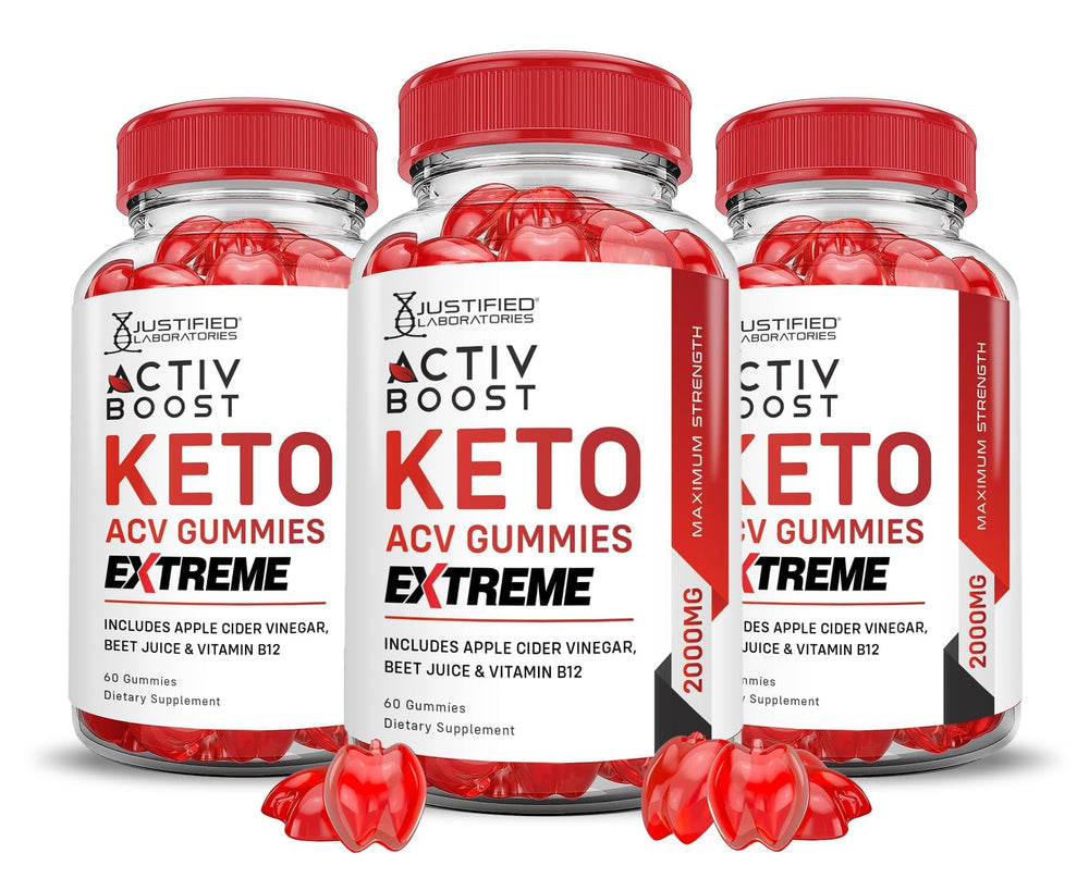 Justified Laboratories Activboost Gummies bottle shown, convenient daily keto-ACV support.