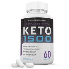 Justified Laboratories Advanced Keto 1500 bottle and capsules for easy keto support