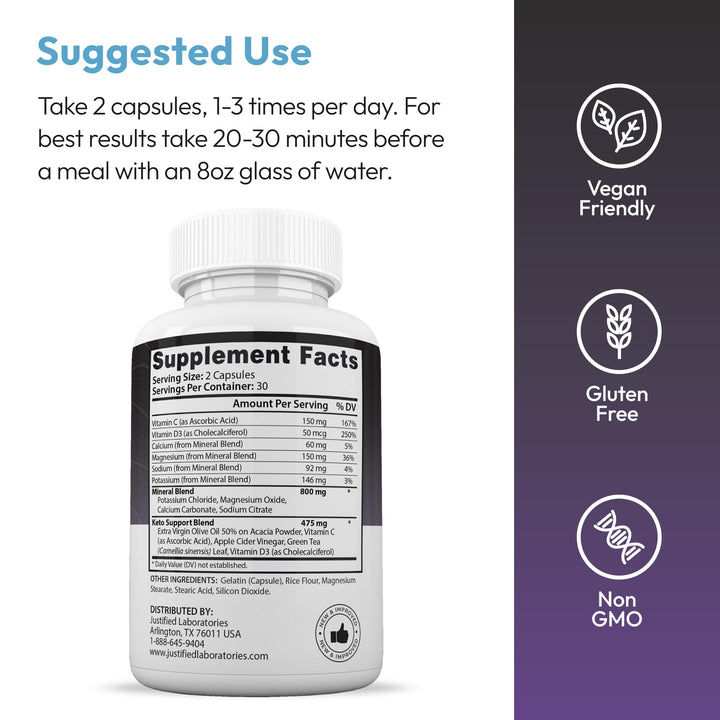Justified Laboratories Advanced Keto 1500 capsules close‑up for daily use