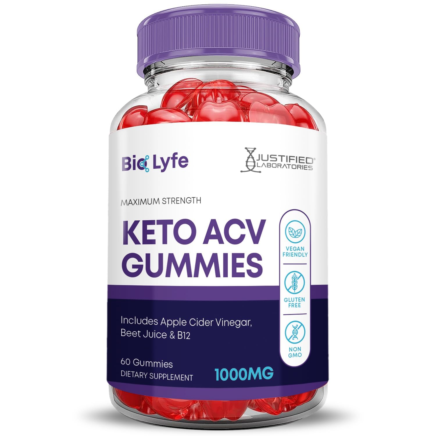 Justified Laboratories Bio Lyfe Keto ACV Gummies beet juice and pomegranate detail