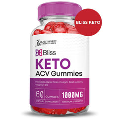 Justified Laboratories Bliss Keto ACV Gummies apple cider visual focuses on 1000mg ACV per serving.