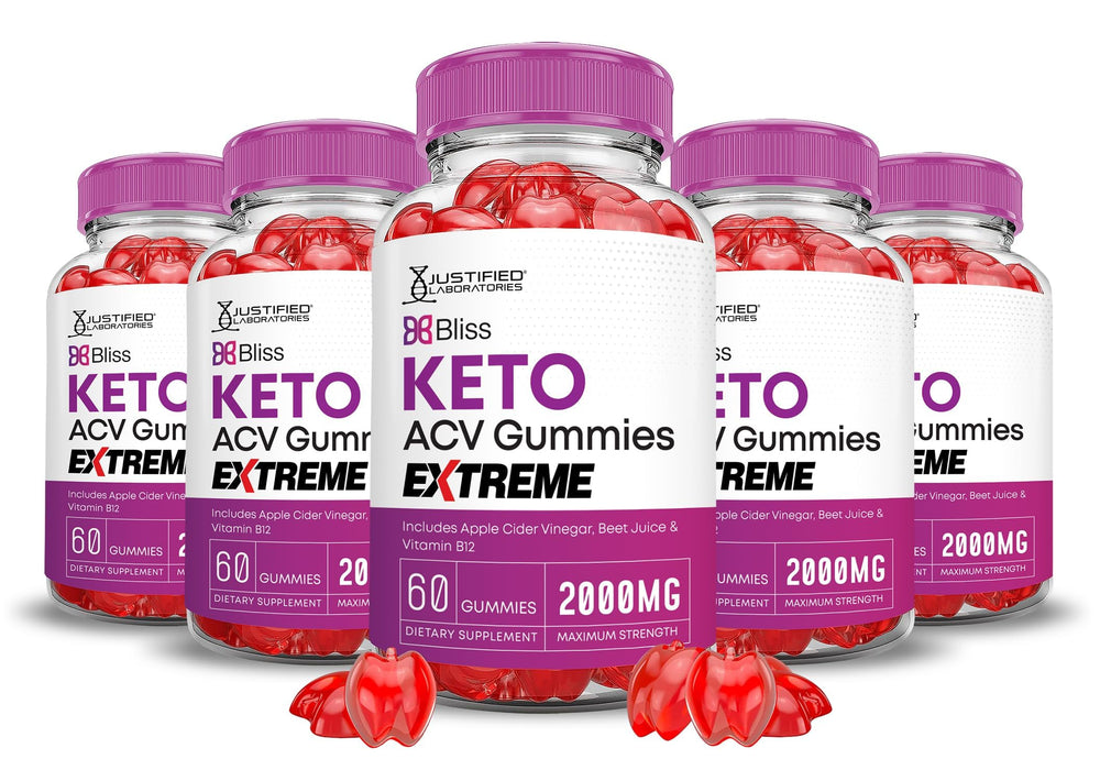 Justified Laboratories Bliss Keto ACV Gummies bottle front view for daily use.