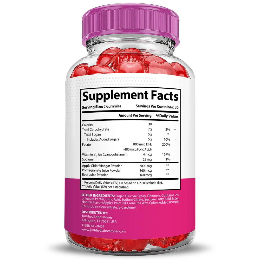 Justified Laboratories Bliss Keto ACV Gummies closeup showing chewy texture and flavor.