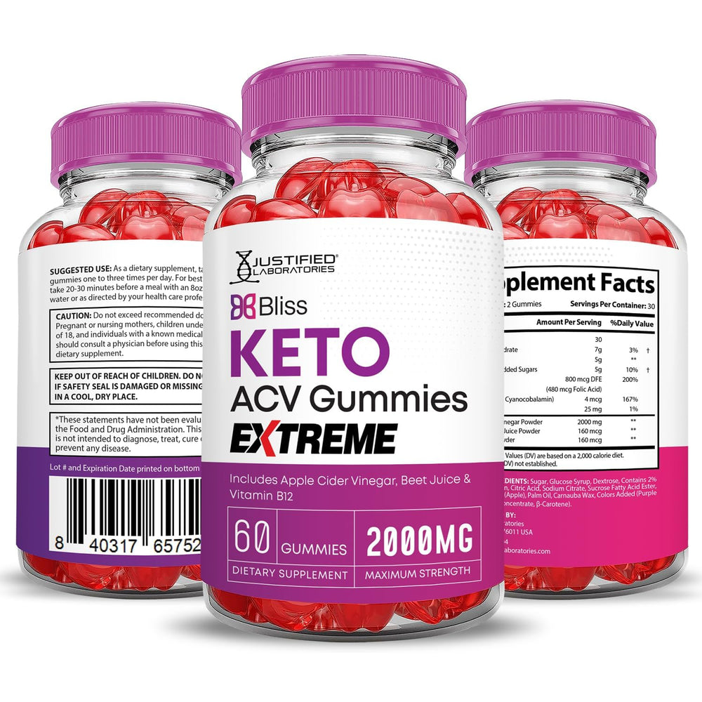 Justified Laboratories Bliss Keto ACV Gummies serving idea for quick daily boost.