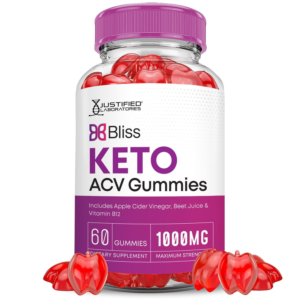 Justified Laboratories Bliss Keto ACV Gummies vegan, non-GMO, gluten-free with pectin base.