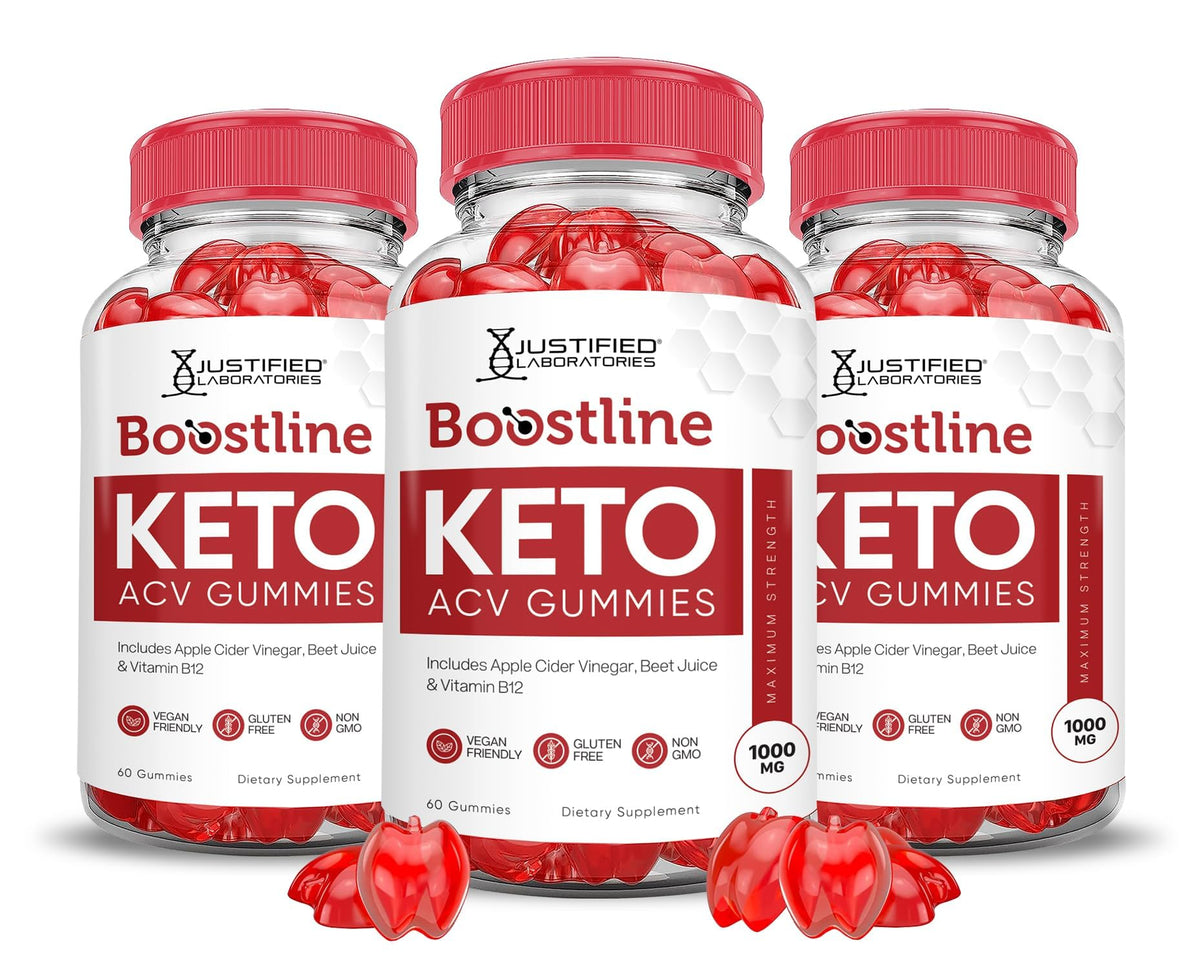Justified Laboratories Boostline Keto ACV Gummies bottle for daily routine with keto-friendly apple cider vinegar.