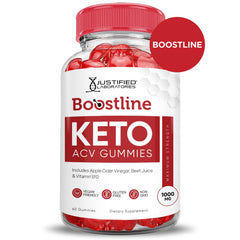 Justified Laboratories Boostline Keto ACV Gummies packaging highlighting vegan and non-GMO.