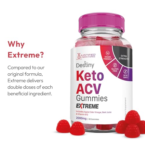 Justified Laboratories Destiny Keto ACV Gummies sabor intenso, disfrutar como snack rápido y saludable