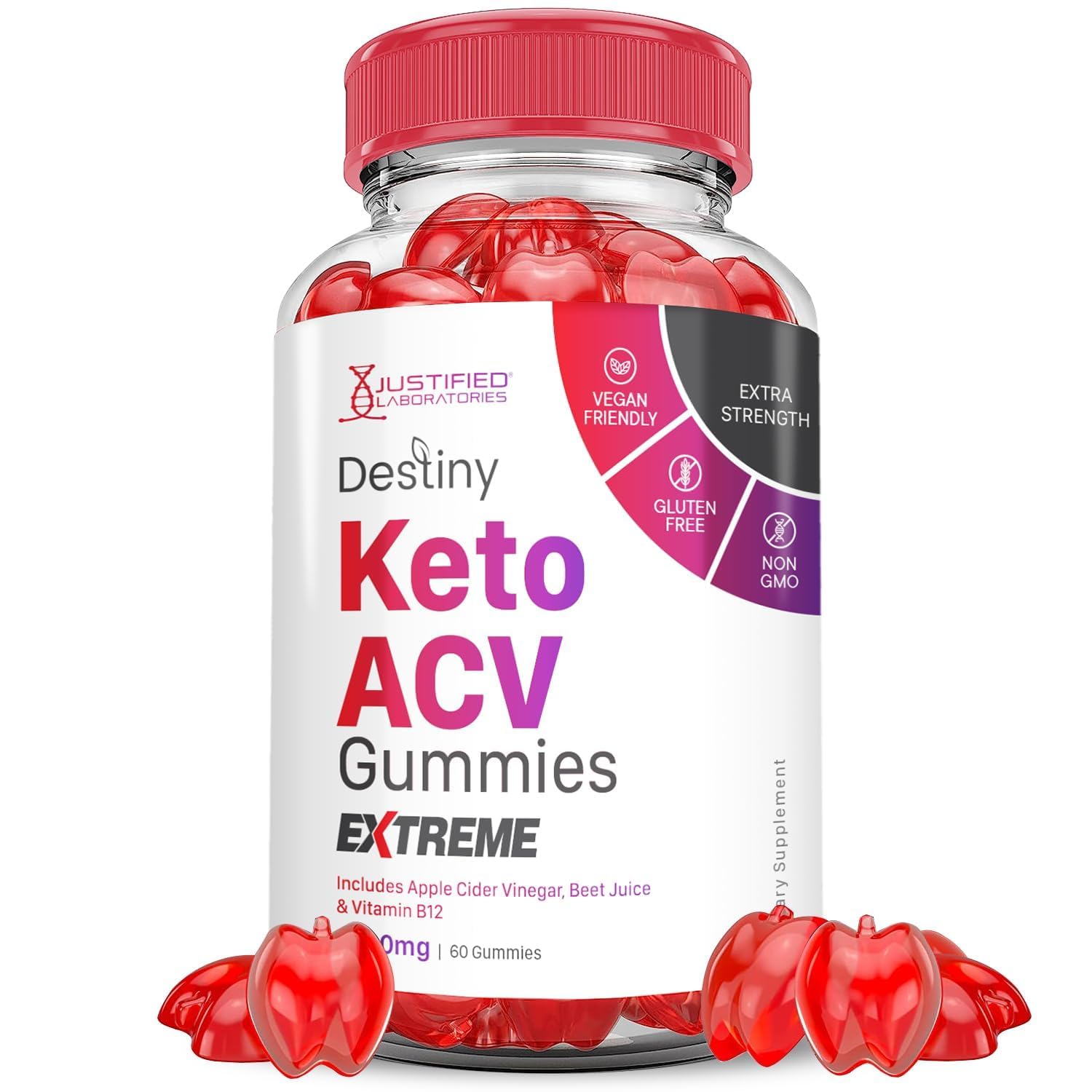 Justified Laboratories Destiny Keto Gummies jar showing easy daily supplement option