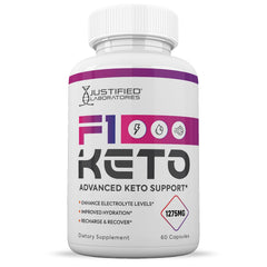Justified Laboratories F1 Keto Pills pour shot illustrating two-capsule dosing