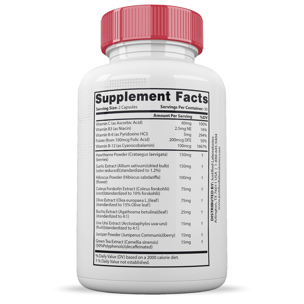 Justified Laboratories Gluco Renu ingredient blend with hawthorn and green tea extract.