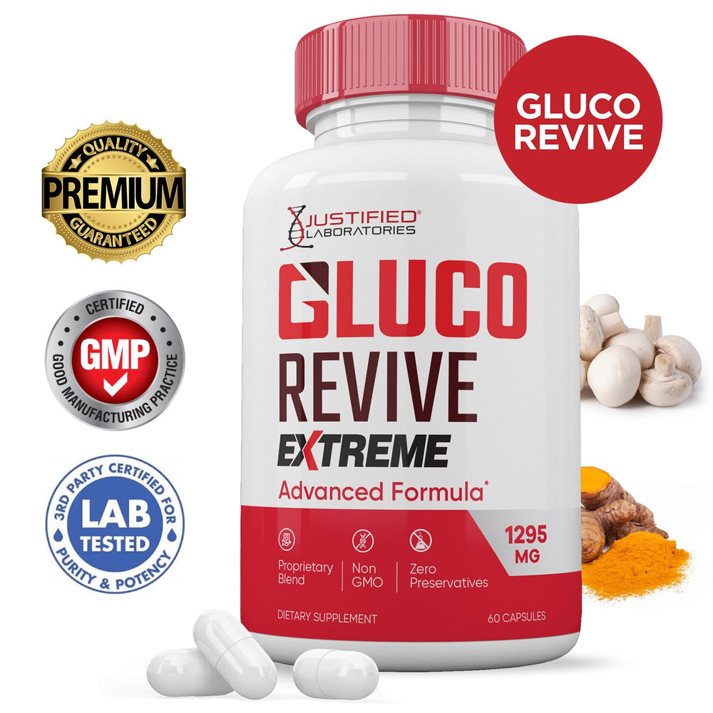 Justified Laboratories Gluco Revive Extreme ingredients spotlight: turmeric, berberine, resveratrol.