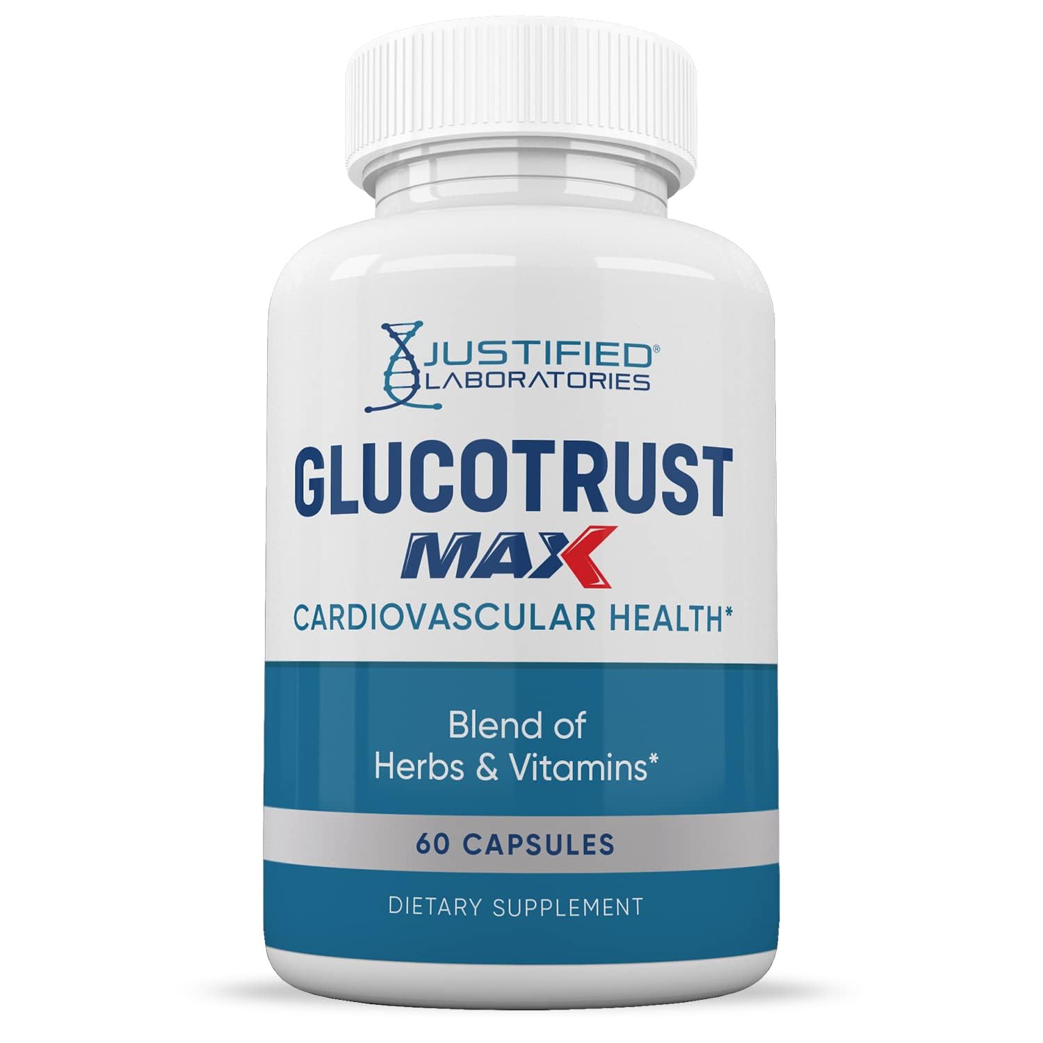 Justified Laboratories Glucotrust Max 1295mg 3-pack packaging for value