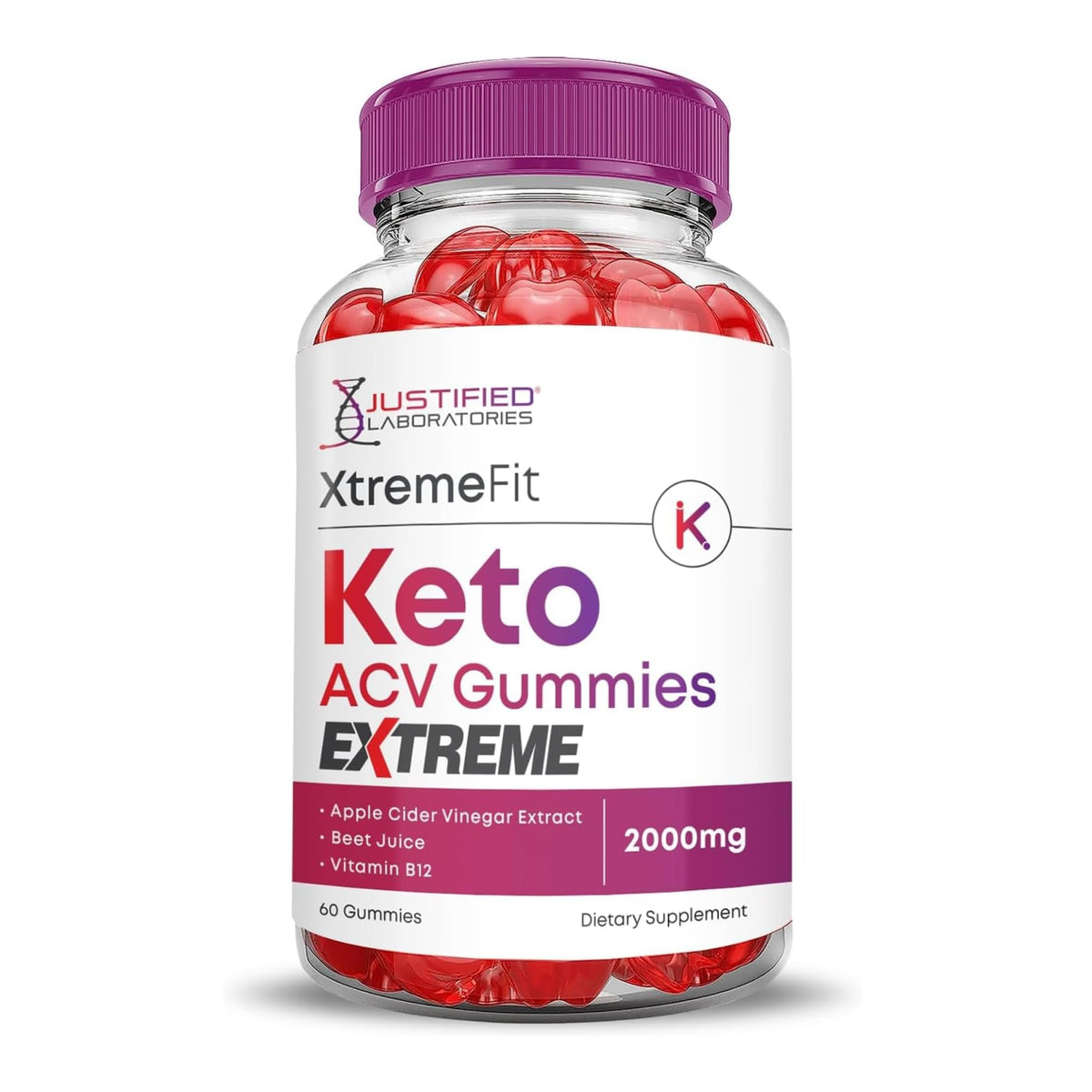 Justified Laboratories gominolas keto-ACV envase 60 g para uso diario