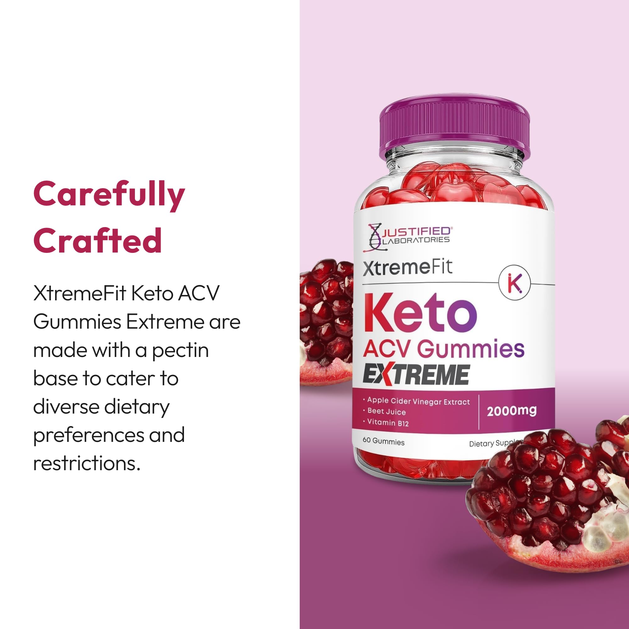 Justified Laboratories gominolas keto-ACV con pectina para textura suave
