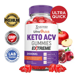Justified Laboratories keto-acv ingredients label with beet juice and pomegranate.