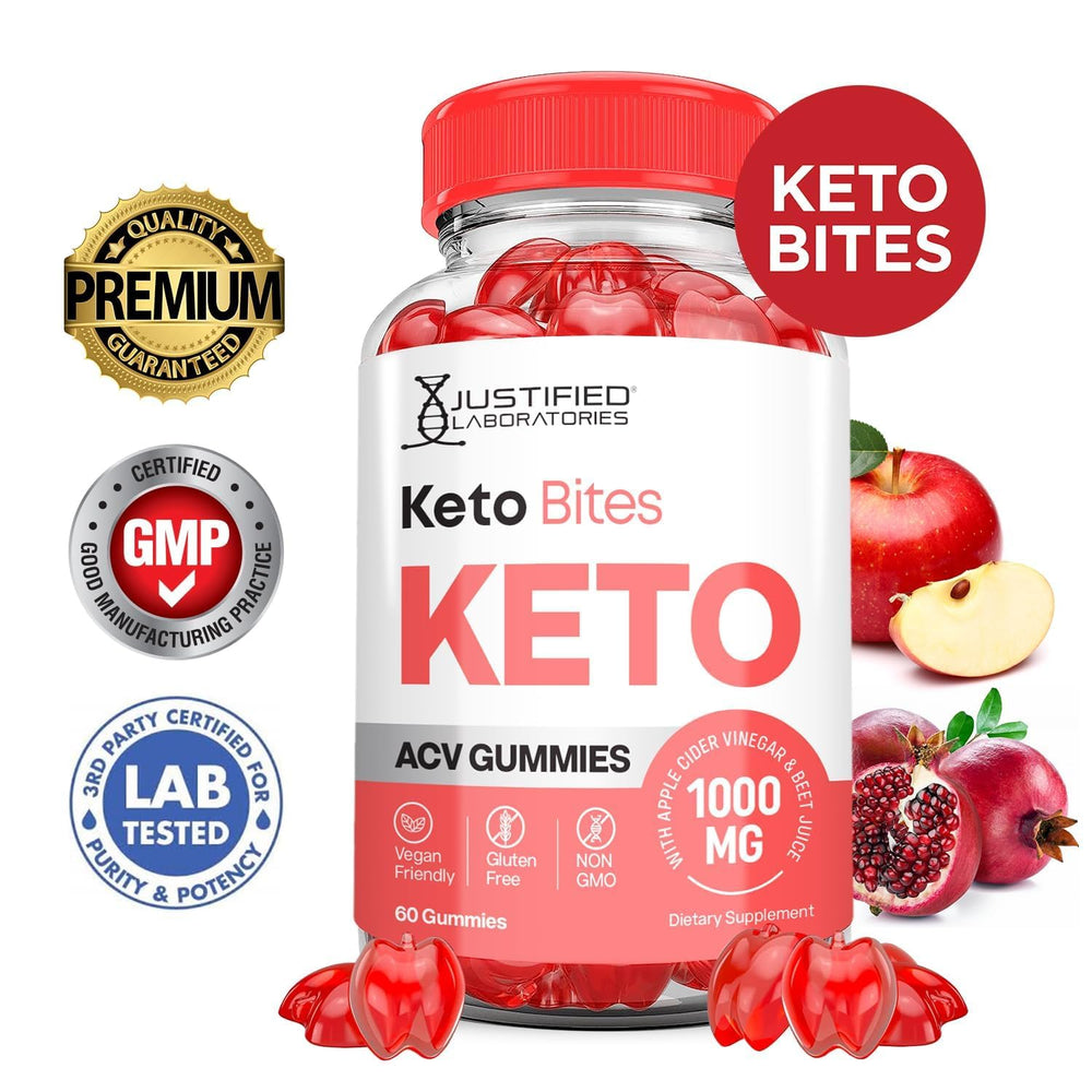 Justified Laboratories Keto Bites pomegranate flavor gummy for a tasty bite.