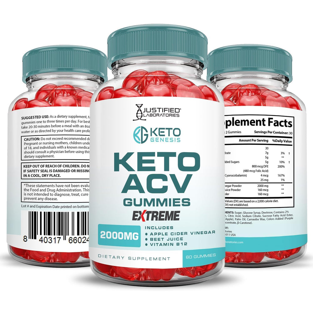 Justified Laboratories Keto Genesis vegan non-GMO gluten-free label communicates suitability.
