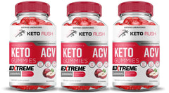 Justified Laboratories Keto Rush gummies 3-pack front view for daily keto support.