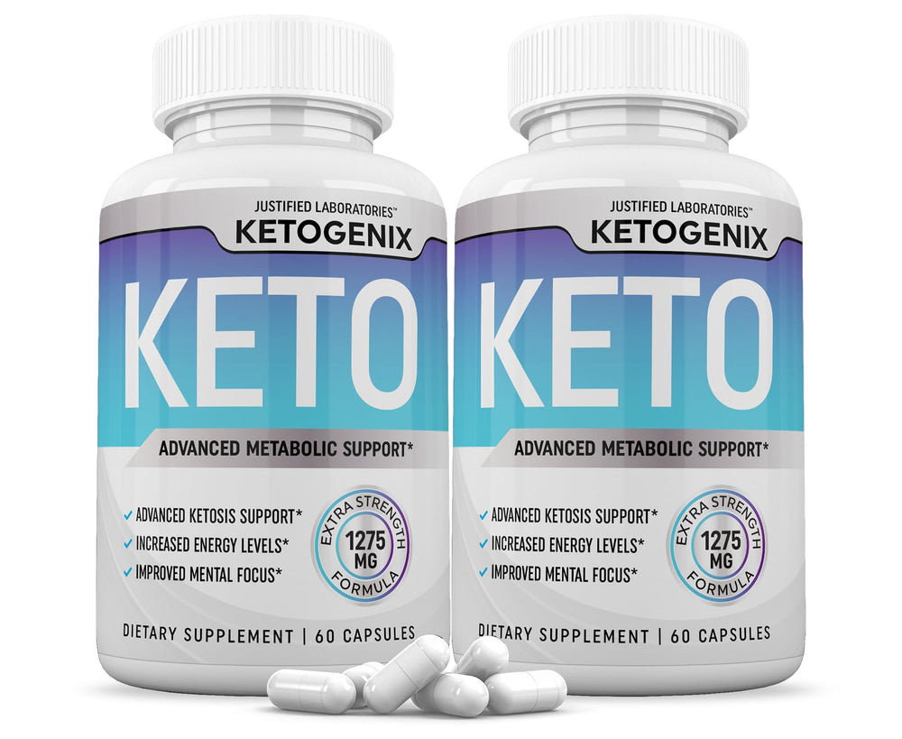 Justified Laboratories Ketogenix bottle front shows keto pills for daily support