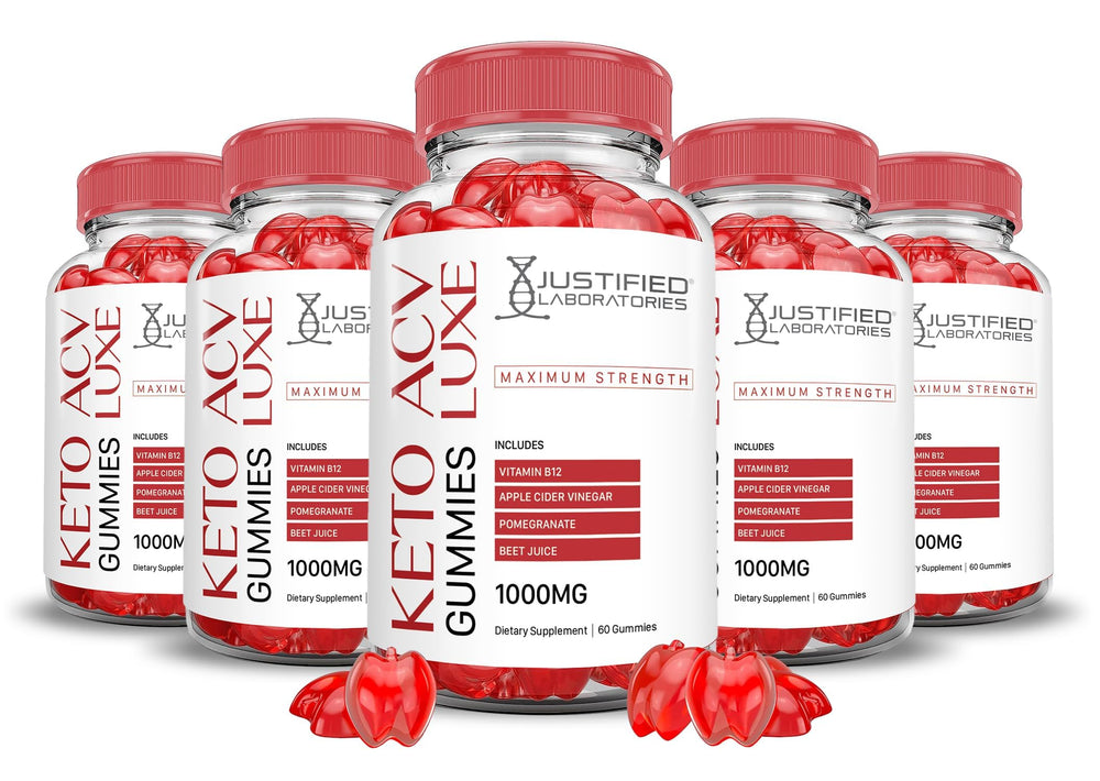 Justified Laboratories Luxe Keto ACV Gummies bottle front for daily convenience.