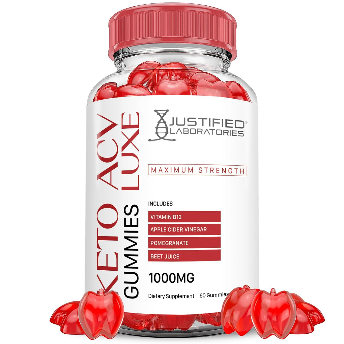 Justified Laboratories Luxe Keto ACV Gummies bottle front for daily wellness support