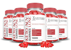Justified Laboratories Luxe Keto ACV Gummies bottle front for daily convenience.