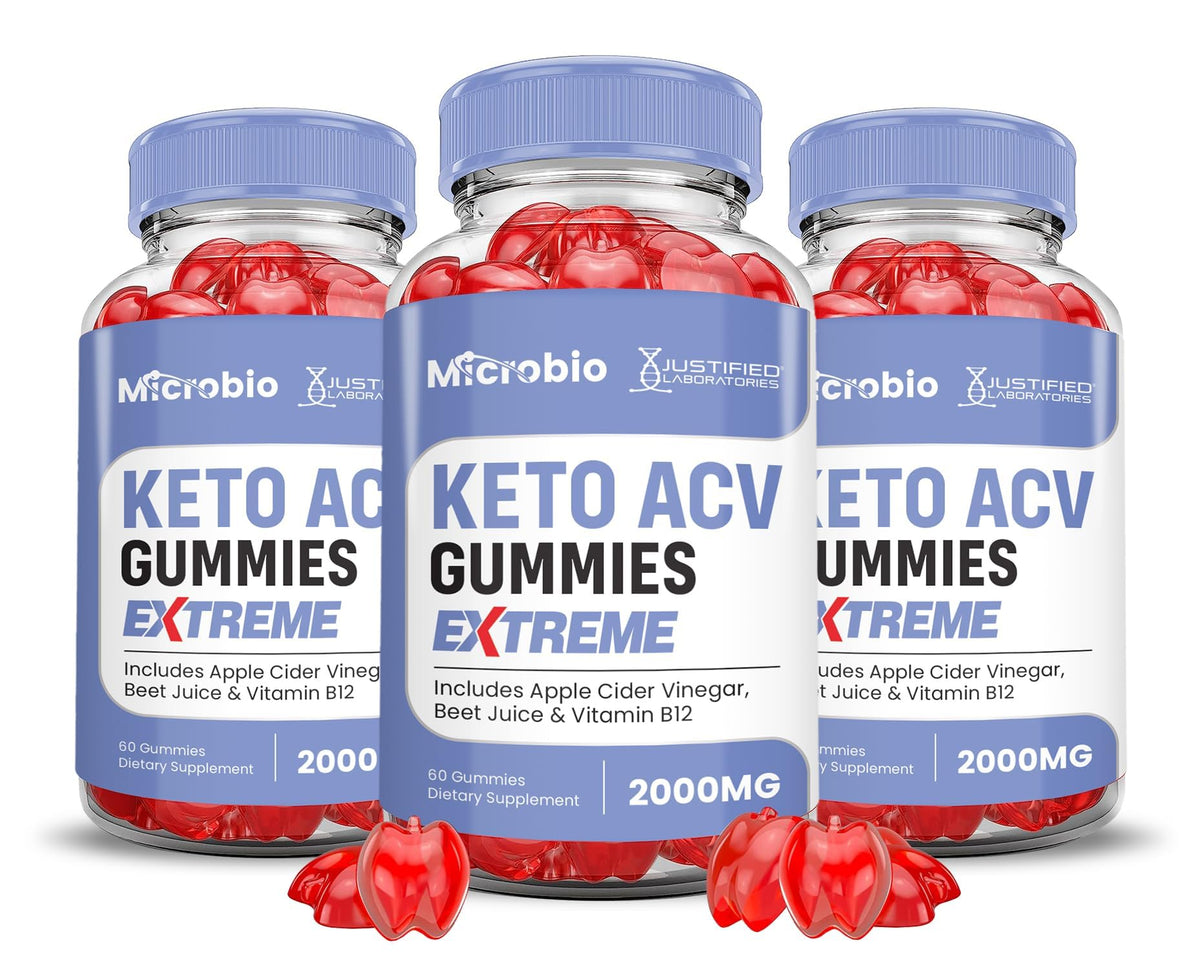 Justified Laboratories Microbio Keto ACV gummies 3-pack bottle for easy daily routine.