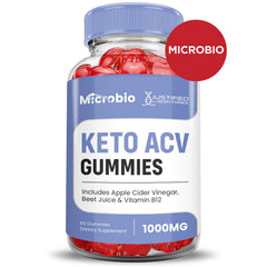 Justified Laboratories Microbio Keto ACV Gummies apple cider vinegar swirls for a palatable daily bite.
