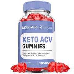 Justified Labs Microbio Keto ACV Gummies bottle front shows convenient daily support