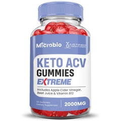 Vegan pectin-based Microbio Keto ACV gummies by Justified Laboratories.