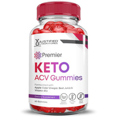 Justified Laboratories Premier Keto ACV Gummies beet juice spotlight highlights added nutrients.