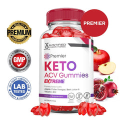Justified Laboratories Premier Keto ACV Gummies close-up texture, chewy and flavorful