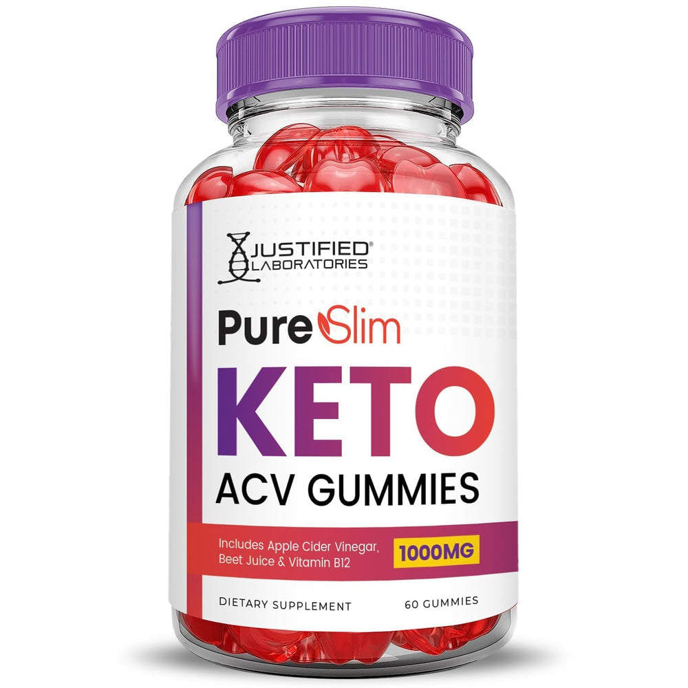 Justified Laboratories Pure Slim Keto ACV Gummies close-up emphasizes tangy apple cider vinegar flavor
