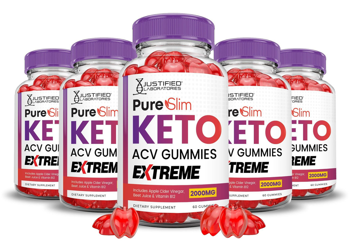 Justified Laboratories Pure Slim Keto ACV Gummies bottle pour for daily wellness routine.
