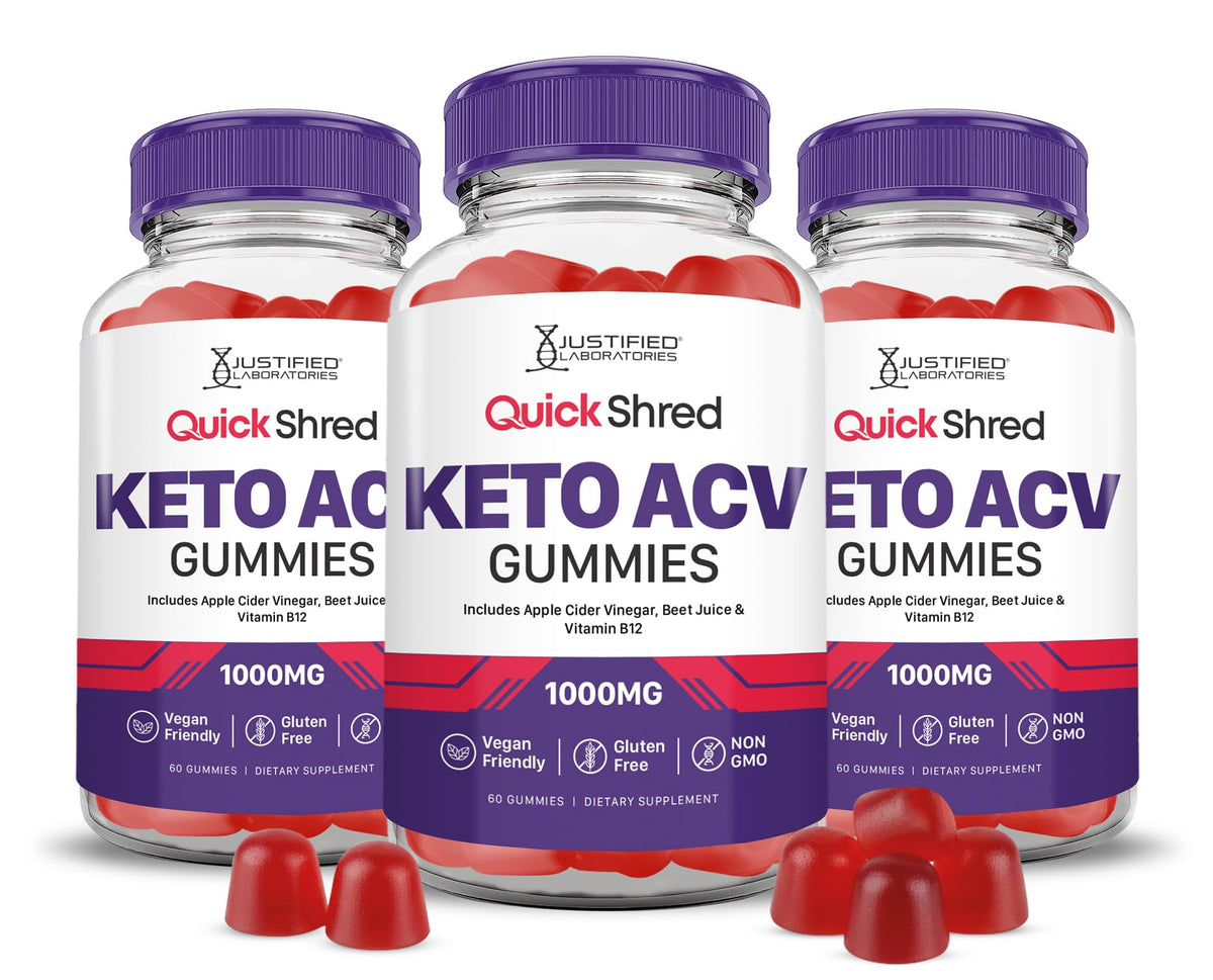 Justified Laboratories Quick Shred Keto ACV Gummies bottle for daily energy and gut-friendly support.