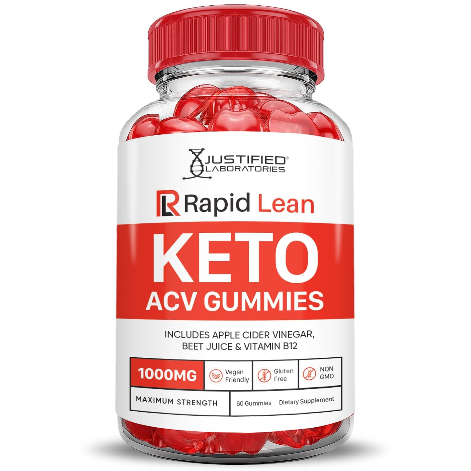 Gummy texture close-up from Justified Laboratories Rapid Lean Keto ACV Gummies shows a smooth chew.